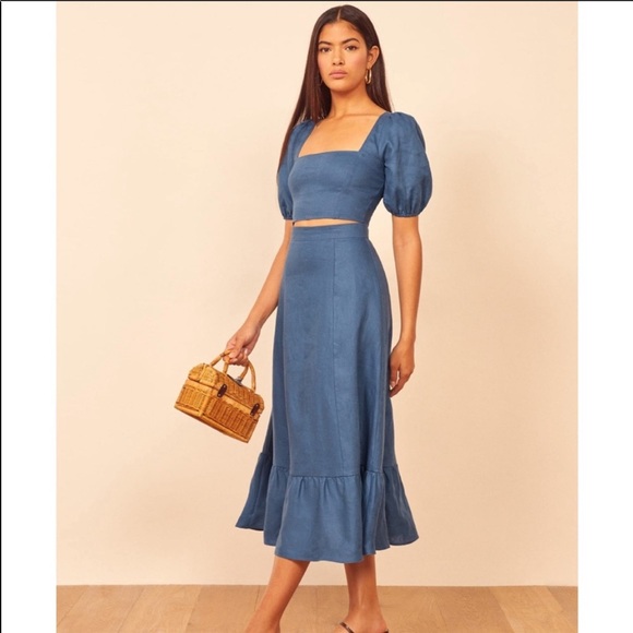 Reformation Dresses & Skirts - Reformation Blue Yuca Linen Set 4 New